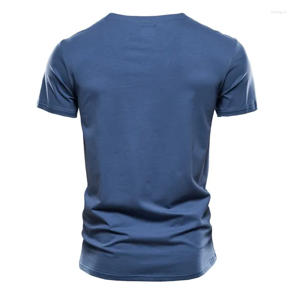 T-shirts masculins 2023 Summer Top de qualité Coton Coton Men de couleur Solie Color V-Neck T-shirt Casual Classic Classic Clothing Tops Tee