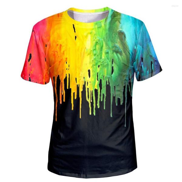 T-shirts pour hommes 2023 été unisexe motif 3D T-shirt avec un design coloré à manches courtes col rond numérique adapté aux jeunes