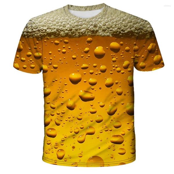 T-shirts T-shirts masculins 2023 T-shirt 3D Tableaux de bière imprimés pour hommes drôles de street de street d'été décontracté Unisexe Tshirt Top Clothing