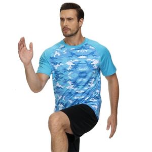Camisetas de hombre 2023 T Traje de baño de manga corta Rashguard UPF 50 Sol Secado rápido Senderismo Pesca Camiseta de entrenamiento atlético 230311