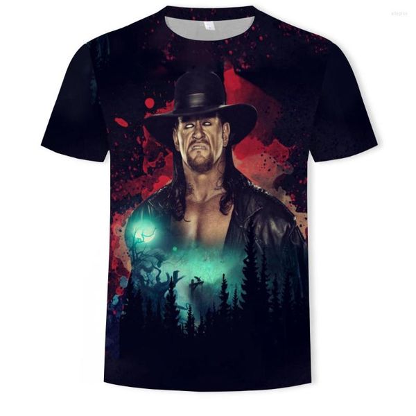 Camisetas para hombre 2023 The Undertaker 3d Print Men Camiseta de manga corta con cuello redondo Casual Hip Hop Summer Tees Top Wrestling Fighting Shirt