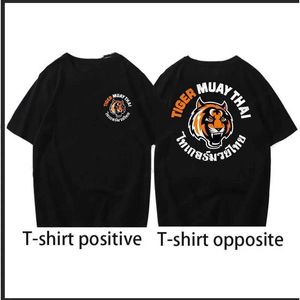 T-shirts masculins 2023 Tiger Muay Thai Kick Boxing T-shirt Summer mde court coton pur lâche slve o-couches ts ts tops harajuku strtwear t240506