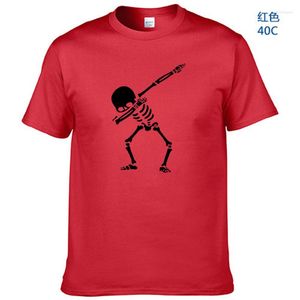 Camisetas para hombre 2023 algodón de alta calidad Dabbing Skeleton camiseta para hombre 13 colores hombres calavera divertida