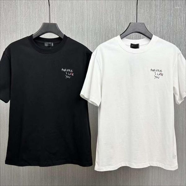 Hommes t-shirts 2023 femmes/hommes broderie lettre imprimer élégant coton haut d'été Couple tenue surdimensionné chemise