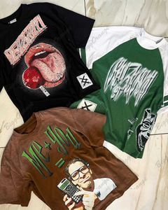 Camisetas para hombres 2023 Y2K Ropa Harajuku Hip Hop Patrón de diversión Impresión Manga corta Manga corta Fashion Capualy Gothic Camiseta Ropa de la calle J240409