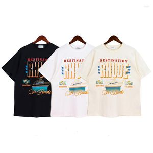 T-shirts masculins 2023 T-shirt imprimé de yacht Été Men de haute qualité Tops multicolores