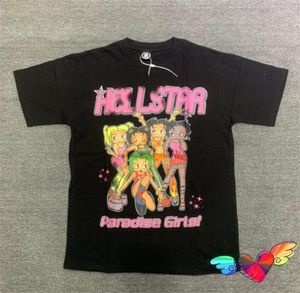 Heren t shirts 2023SS Hellstar Paradise Girl Tee Men Women Pink Graphic Studios T-shirt High Street Tops Black Short Sleeve