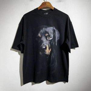 T-shirts pour hommes 2023ss High Street Dog Print T-shirt surdimensionné Casual Versatile Cotton Top Tees Y2k Streetwear Hommes Et Femmes Vêtements Vêtements