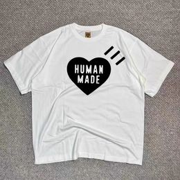 Camisetas de hombre 2023ss Camiseta hecha por humanos Hombres Mujeres 1 1 Camiseta de hip-hop de gran tamaño con estampado de corazón de alta calidad R230802