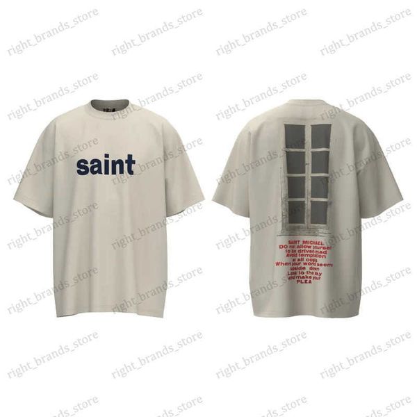 T-shirts pour hommes 2023ss Saint Michael Harajuku Coton Ivoire surdimensionné Lâche Hip Hop T-shirt Tees Tops pour hommes Vêtements Unisexe T240117