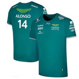 T-shirts pour hommes 2024-2024 Aston Martin F1 Jersey Fernando Alonso Formula 1 Racing Team Design Sweat-shirt à col rond Vêtements de haute qualité