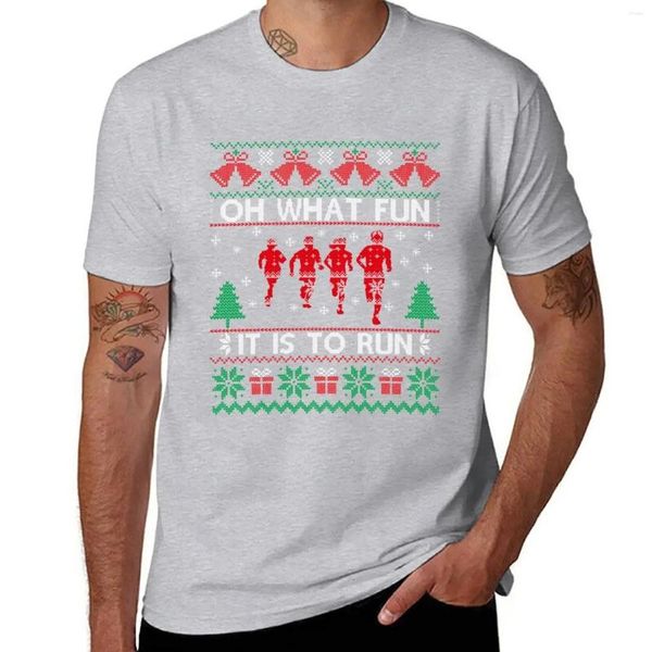 T-shirts masculins 2024 Chemise Men Aesthetic Men Running Mot Christmas Oh quel plaisir c'est de courir les t-shirts à manches courtes Pure Coton Tops Streetwear