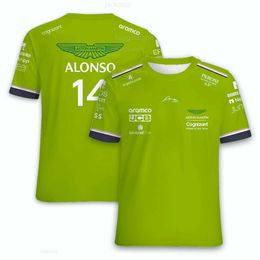 Heren T-shirts 2024 Aston Martin F1 Heren T-shirt Collectie Alonso Hoed met Korte Mouw Mode Ronde Hals Top Oversized T-shirt