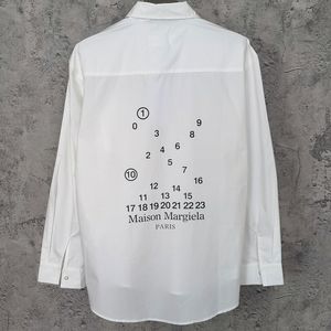Men S t Shirts 2024 Automne Fashion MM6 Margiela Shirt 3D Silicone numéro imprimé Men Femmes Daily Casual All Match Long Manche Veste 807