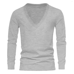 T-shirts pour hommes 2024 Marque Pull en cachemire Mode Col en V Pulls en tricot pour hommes Jeunes Slim Knitwear Homme