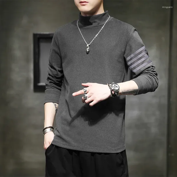 T-shirts pour hommes 2024 Marque Hommes Graphique Automne Manches Longues Vêtements Plus Taille Homme Haute Qualité Style Coréen Mode Noir Rayé Tops