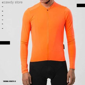 T-shirts masculins 2024 Bright Orange Pro Aero 2 Brossage de la frottement thermique Jersey Long Seve Witer avec couture Men de manchettes Femmes H240407