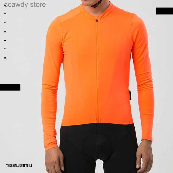 Camisetas para hombres 2024 Bright Orange Pro Aero 2 Cepillado Termal Fece Cycling Jersey Long seve Invierno con costuras Men Mujeres H240407