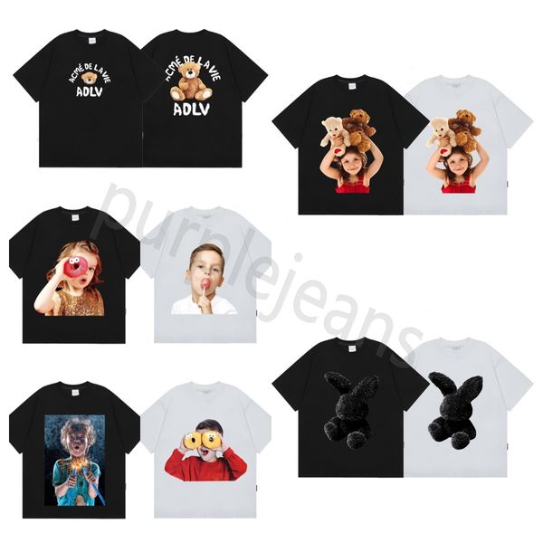 Camisetas para hombre 2024, moda clásica, camiseta con cara de bebé ADLV, camiseta holgada de manga corta con logotipo de letra Simple para niño y niña, camiseta de princesa Donut