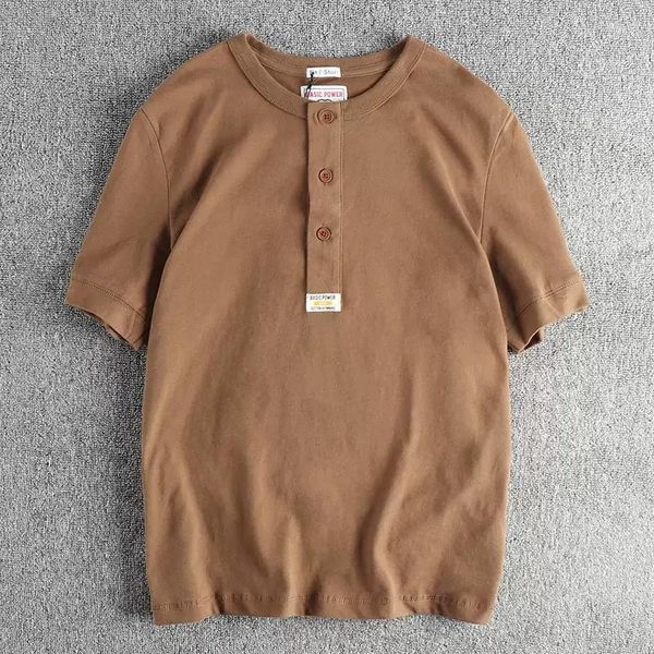 T-shirts pour hommes 2024 coton col minimaliste T-shirt à manches courtes pour la tendance été jeunesse demi-té 27