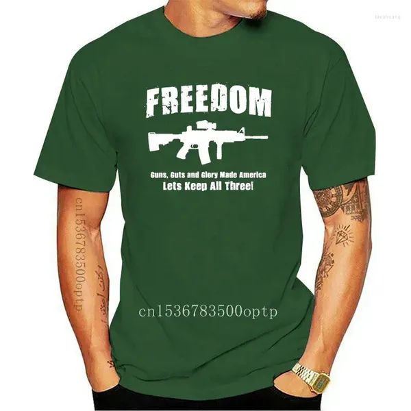 Camisetas para hombres 2024 Algodón Mangas cortas Moda O-cuello Camisa 2ª Segunda Enmienda Ar15 Freedom Guns Guts Glory Political Streetwear Tees