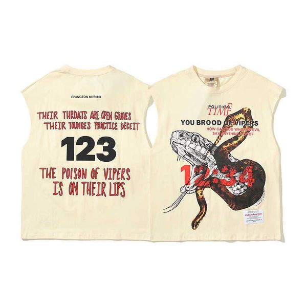 T-shirts pour hommes 2024 Designer Style américain High Street Alchemy Python Mousse Imprimer Sports Casual Loose Cut Gilet sans manches Mode unisexe