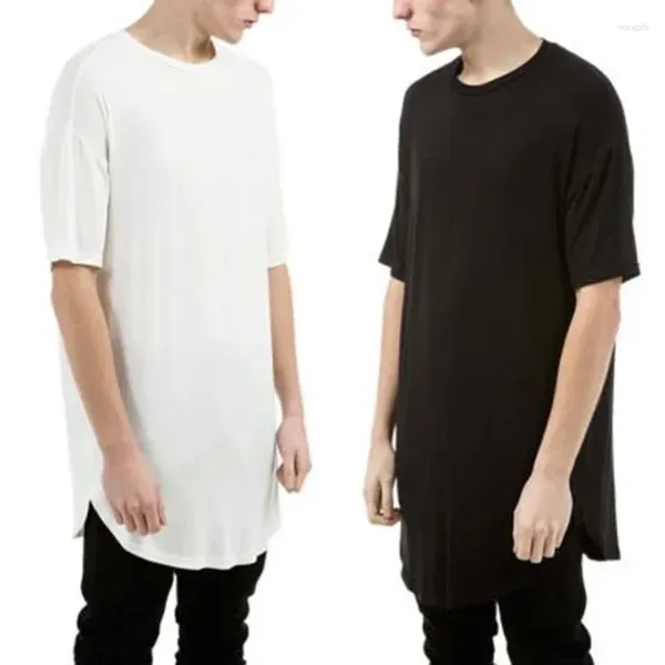 T-shirts pour hommes 2024 Mode Hip Hop Style Solide Couleur Swag Hem T-shirt Été À Manches Courtes Col Rond Casual T-shirt Lâche Top Vêtements
