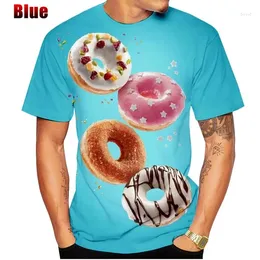 Mannen T-shirts 2024 Mode Zomer Casual T-shirt 3D Gedrukt Chocolade Donut Ronde Hals Voedsel Brood Korte Mouw Tops