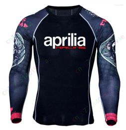 Camisetas para hombres 2024 para Aprilia Racing Team Camiseta larga Motocicleta Hombres Fitness Secado rápido Transpirable No se desvanece MMA Sports Jersey Anti-UV