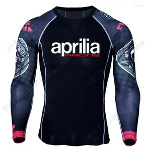 T-shirts pour hommes 2024 pour Aprilia Racing Team Long T-shirt Moto Hommes Fitness Séchage rapide Respirant Ne se fanent pas MMA Sports Jersey Anti-UV