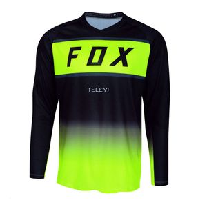 T-shirts masculins 2024 Fox Teleyi Downhill Mtb Jersey Enduro Moto Off Road Long Motorcycle Motocross MX Cycling HQNA