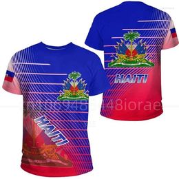 T-shirts masculins 2024 Haïti drapeau de chemise de chemise 3D Imprimé T-shirt national de mode décontracté et haut pour femmes