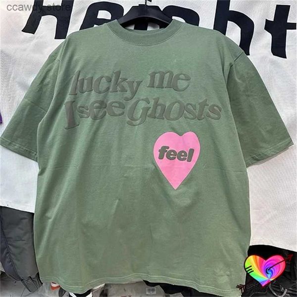 T-shirts masculins 2024 Heart Lucky Me I s Ghosts t Men Women Grn Kids T-shirt Tops Hip Hop ye Short Seve H240507