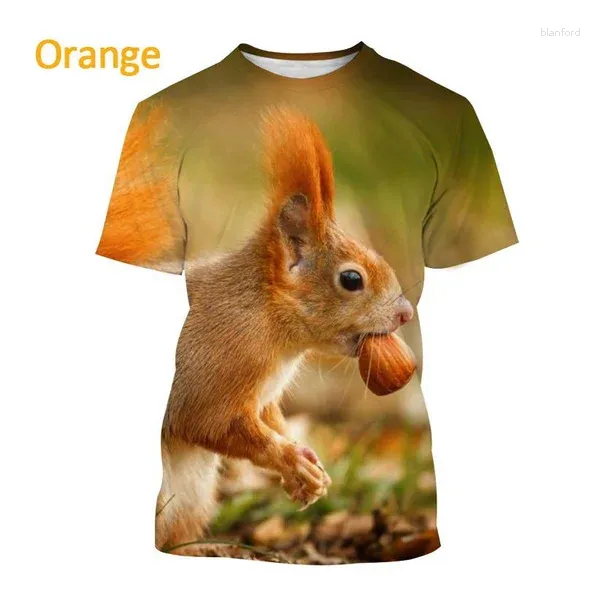 T-shirts pour hommes 2024 mâle et femelle animal écureuil impression 3D décontracté neutre mignon harajuku à manches courtes col rond haut t-shirt