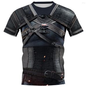 T-shirts masculins 2024 Armure médiévale Knight Armour Short Shirt 3d Imprimer le cou rond