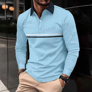 T-shirts pour hommes 2024 Hommes New Stripe Long Slve Polo Hommes Casual Simple Style Polo Shirt.T240325