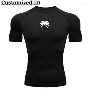 T-shirts pour hommes 2024 Hommes Chemise de compression à col rond MMA T-shirt à manches longues ou courtes Fitness Bodybuilding Vêtements Rashguard Sports Top Tees