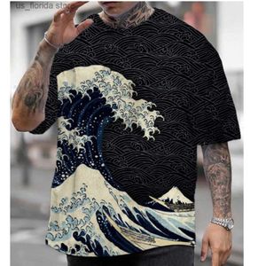 Heren T-shirts 2024 Heren T-shirts Casual Korte Slve Tops Japanse stijl Ukiyoe Grafische Kleding Oversized Zomerkleding Strt Heren T-shirts Y240314