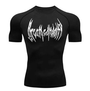 Camisetas para hombres 2024 Compresión de hombre Long Slave Black Gym Ejercicio Camiseta de secado rápido Camiseta transpirable Top S-3xl G240529