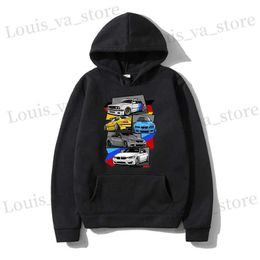 T-shirts masculins 2024 HOODIE HOODIE Vintage Sports Car America Style Strt Style Long Slve Hooded Top Mens High Strt Hip-Hop Coton Pure Coton T240419