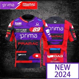 T-shirts voor heren 2024 Mens Motorfiets T-shirt Ademend casual shirt voor race-enthousiastelingen Pramac N-team.Negenentachtig J240419