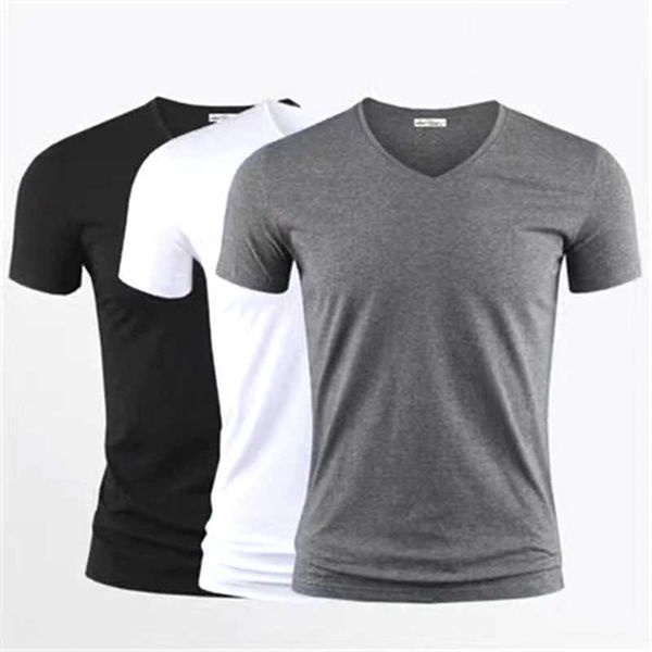 T-shirts masculins 2024 T-shirt pour hommes solide en V