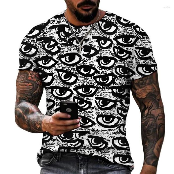 Camisetas para hombres 2024 El último diseño de Mr. Funny múltiples ojos Horror Dark 3D Camiseta Leica Polyester Streetwear Tamaño de grasa S-5XL