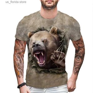 T-shirts pour hommes 2024 Nouveaux vêtements imprimés en 3D Avion Tank Bear Full Body Imprimé T-shirt pour hommes Court Slve O-Cou Funny Harajuku Tops Y240321