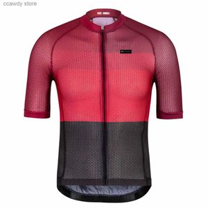 T-shirts masculins 2024 Nouveaux grimpeurs Summer Short Seve Cycling Jerseys Road Shirt Aero Fit Open Cell Mesh Fabric Custom H240407