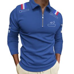 T-shirts voor heren 2024 Nieuwe F1 Polo shirt met lange mouwen T-shirt Formule 1 Half Zip T-shirt Jersey Team Driver Racing Suit uniform Mens Fashion Oversized T-shirt P02D