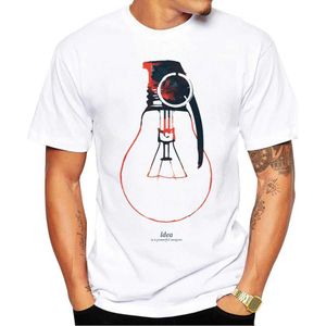 T-shirts voor heren 2024 Nieuw mode-idee is een krachtig wapenontwerpheren T-shirt Korte slve Boy Cool Tops Hipster Lamp Gedrukt T-shirt Y240509