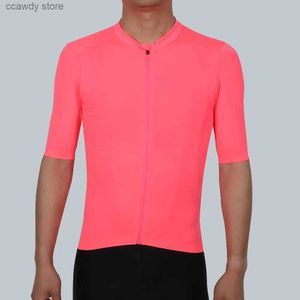 T-shirts masculins 2024 Nouvelle fluorescence rose pro équipe Aero 2 Cycling Jersey Short Seve Men Women Nourst Technology Fabric Best Quality H240407