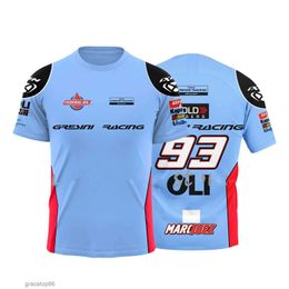 T-shirts pour hommes 2024 Nouvelle moto Race Blue Summer Mens T-shirt respirant Team Marquez Fans Casual T-shirt à manches courtes pour hommes YL9B