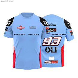 Camisetas para hombres 2024 Nueva carrera de motocicletas Azul Verano Hombres Camiseta transpirable Equipo Márquez Fans Casual Mangas cortas Camiseta para hombres Q240220